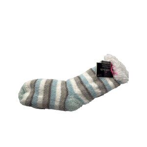 Cuddl Duds Sherpha Lined Lounge Socks Non Slip Blue Gray Shoe Size 4-10 NWT
